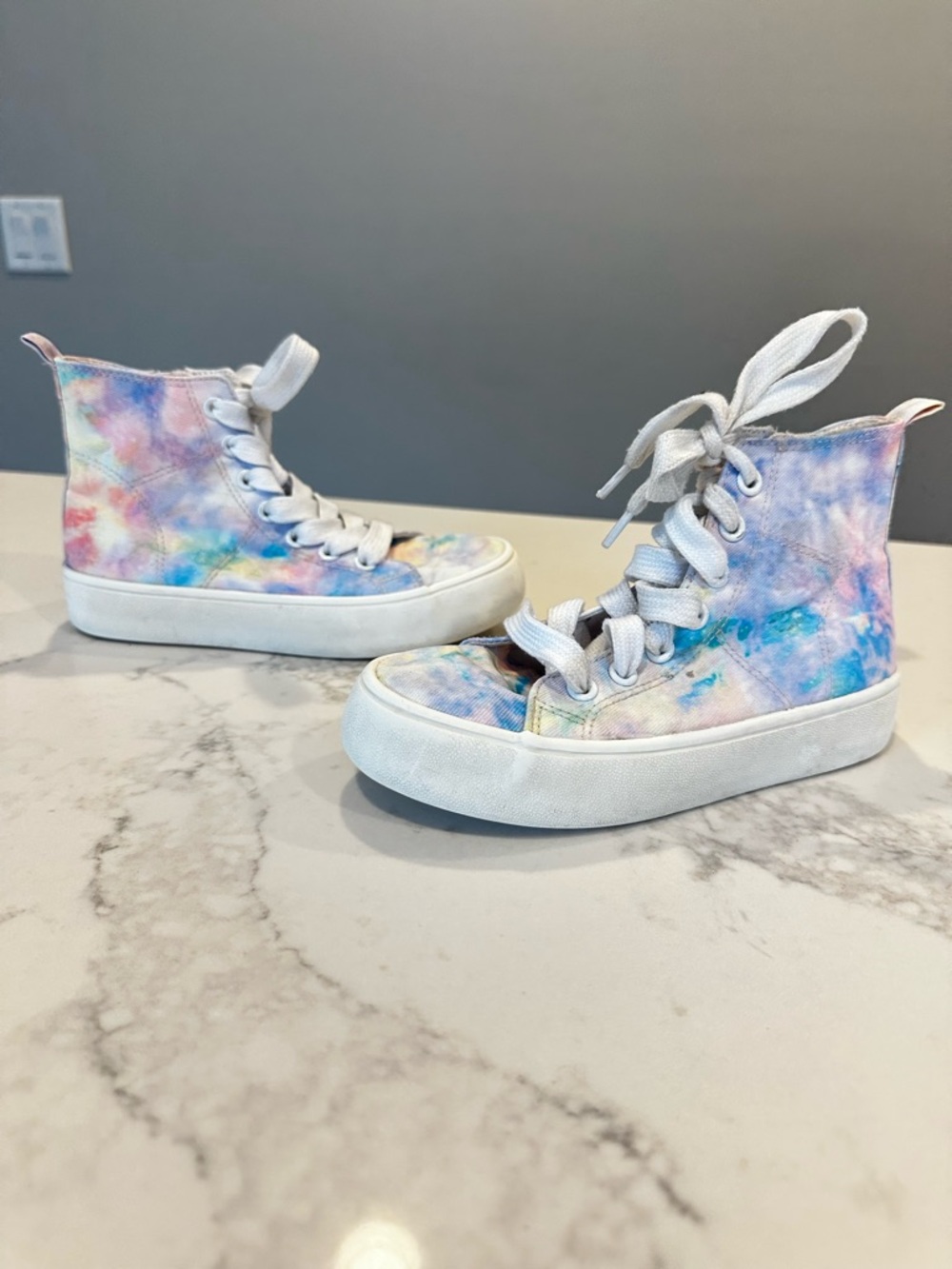 art class Pastel Tie-Dye High-Top Sneakers in Pink, Blue, Purple, Cream